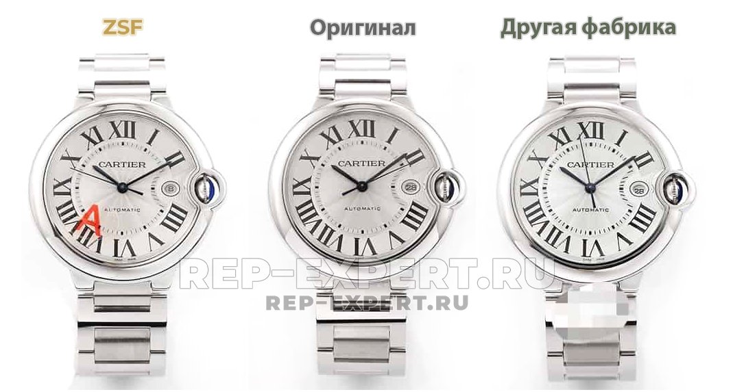 Сравнение Cartier Blue Balloon от мануфактуры ZSF с оригиналом и другими копиями Сравнение Cartier Blue Balloon от мануфактуры ZSF с оригиналом и другими копиями