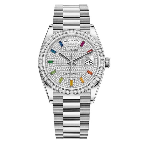Rolex Day-Date Ladies Diamond-paved rainbow sapphires 128349RBR